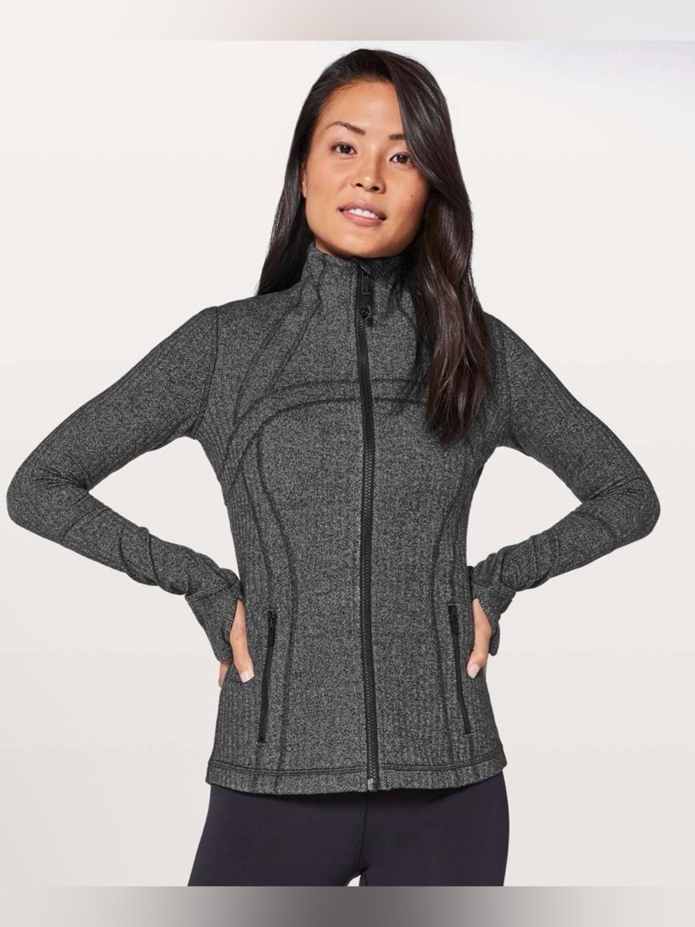 Lululemon Define Jacket in a Heathered Herringbone Black